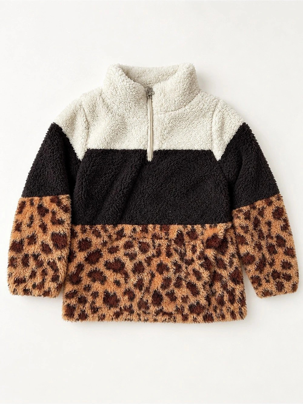 Girls Leopard Print Colorblock Pullover Size 5T